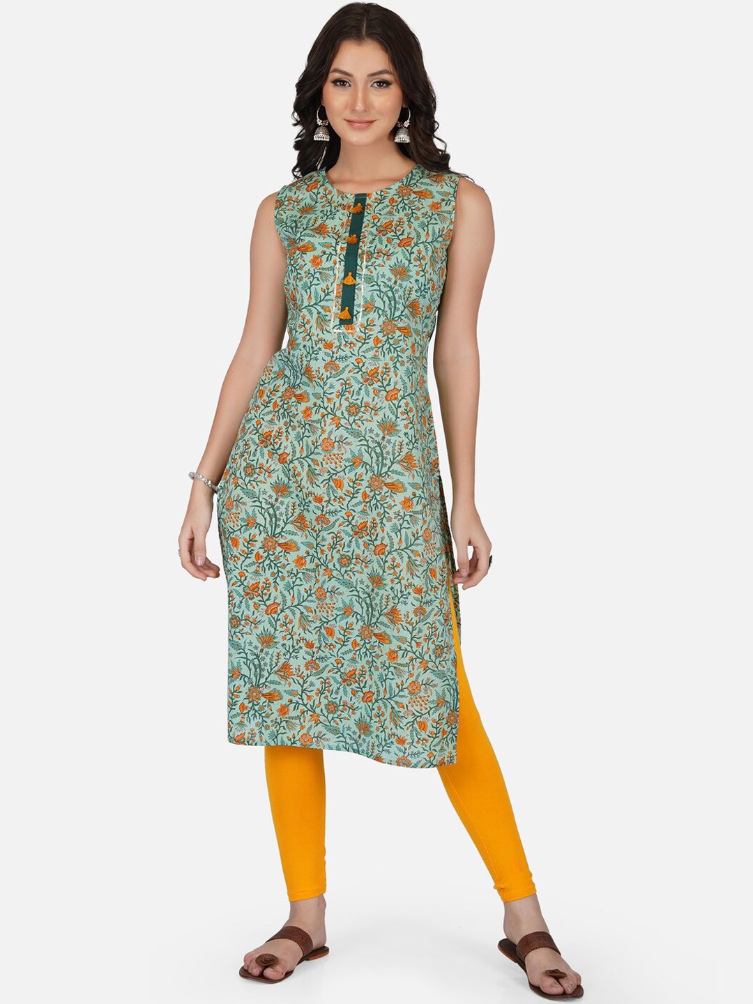 

METRO-FASHION Women Yellow Floral Printed Pastels Kurta