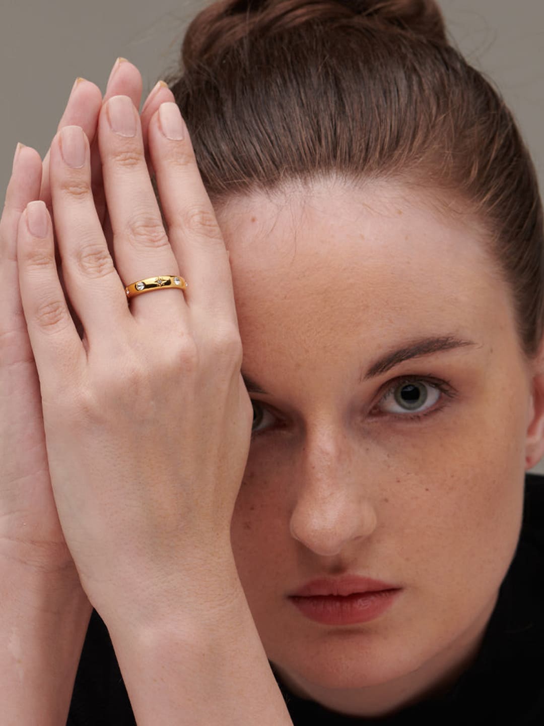 

PALMONAS Gold-Plated Gold-Toned Stone Studded Ring