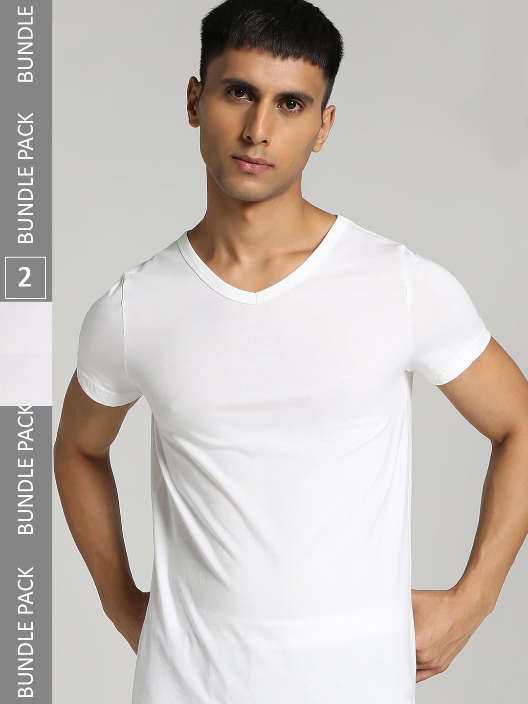 

Puma Men White V-Neck Solid Pure Cotton T-Shirt Pack Of 2