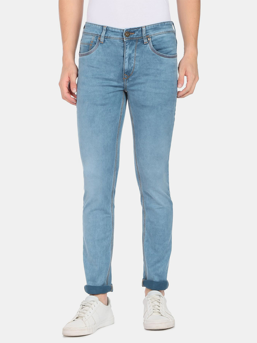 

AD By Arvind Men Blue Slim Fit Light Fade Jeans