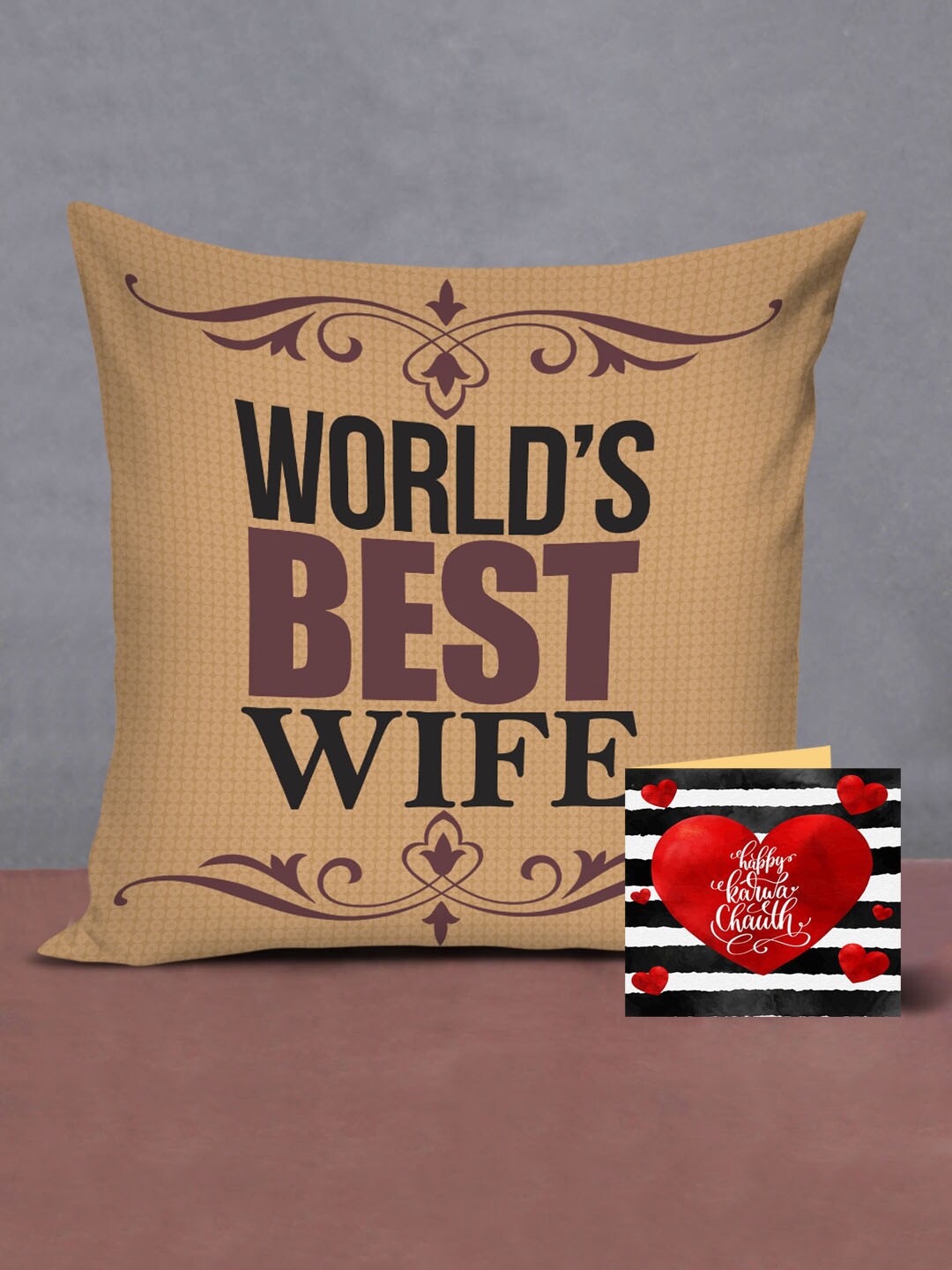 

TIED RIBBONS Brown & Black Printed Karwachauth Gift Set