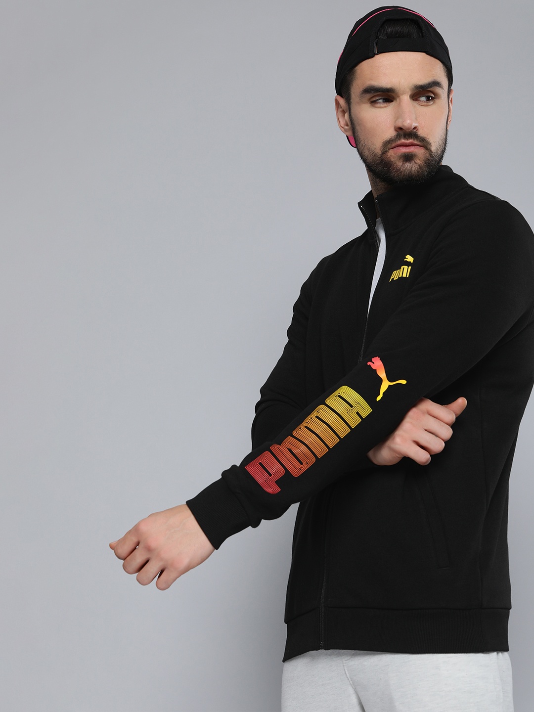 

Puma Men Slim Fit Brand Logo Printed Outdoor Sporty Jacket, Black
