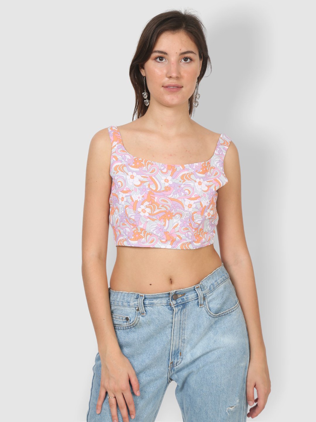 

The Label Bar Floral Print Crop Top, Na