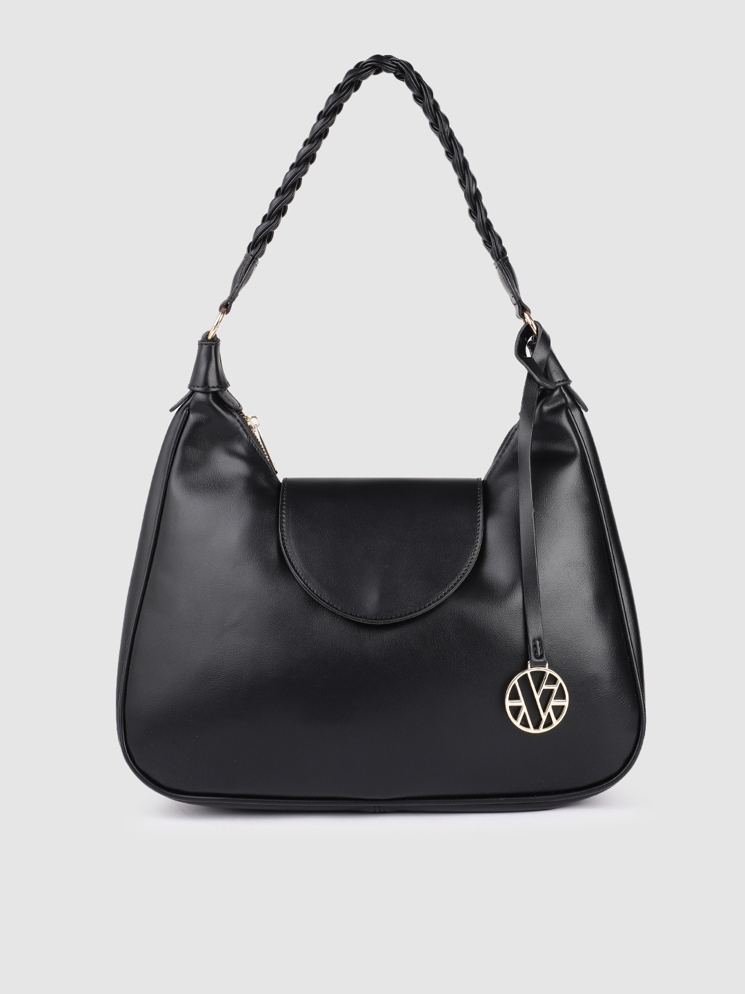 

Van Heusen Black Solid Structured Hobo Bag