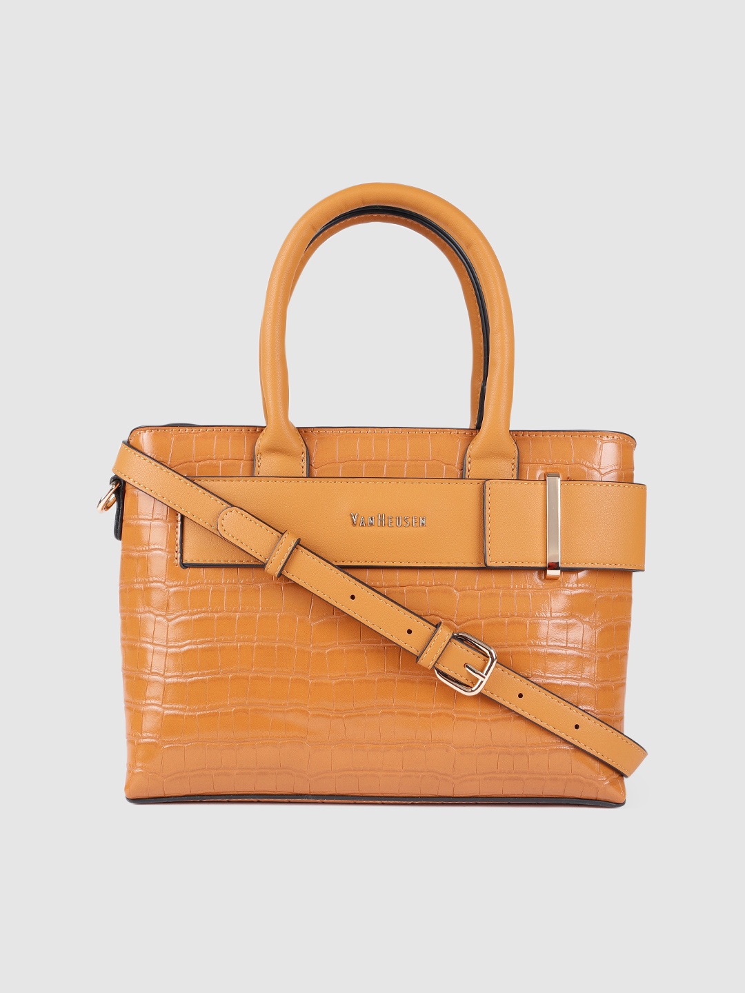 

Van Heusen Women Brown Textured Structured Handheld Bag