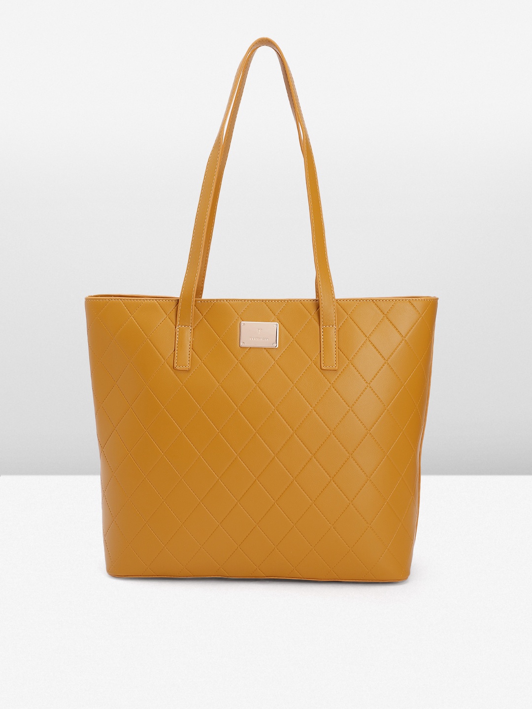 

Van Heusen Geometric PU Oversized Structured Shoulder Bag, Mustard