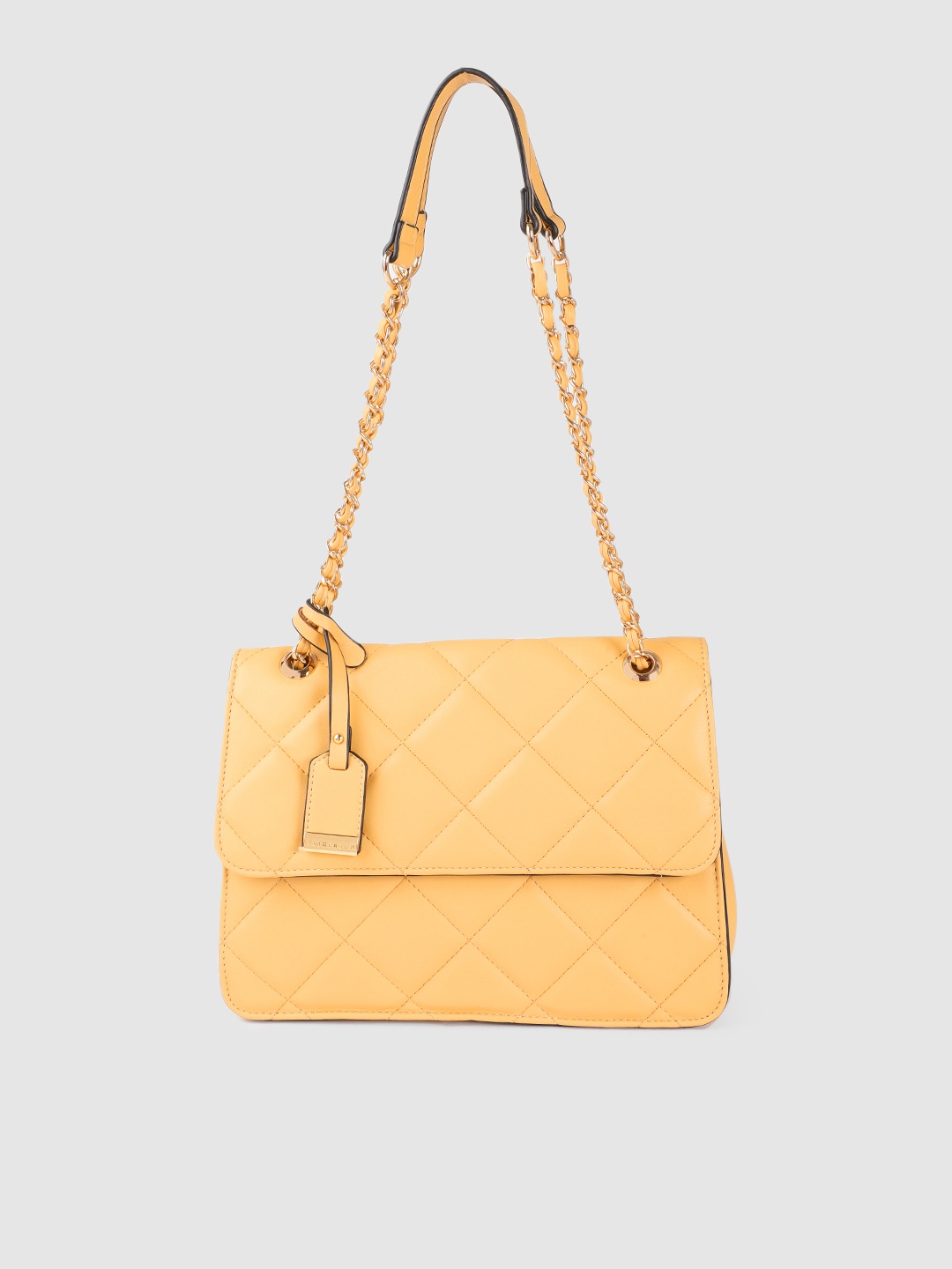 

Van Heusen Yellow Structured Shoulder Bag with Quilted Detail