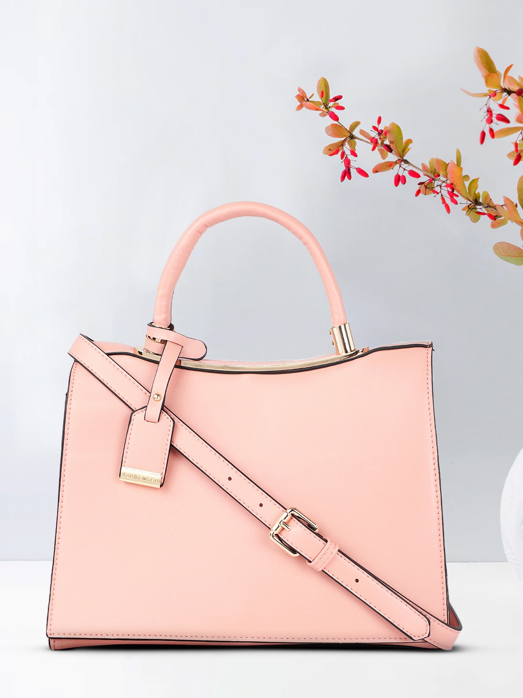 

Van Heusen Women Pink Solid Structured Satchel
