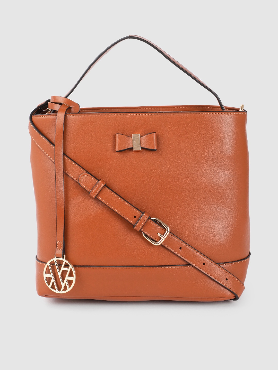

Van Heusen Brown Solid Structured Handheld Bag