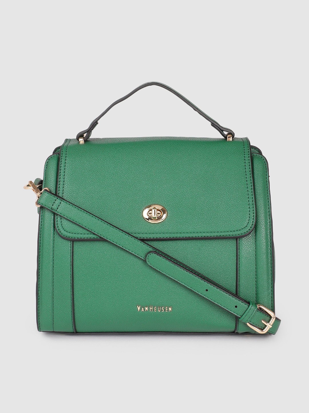 

Van Heusen Green Solid Structured Satchel