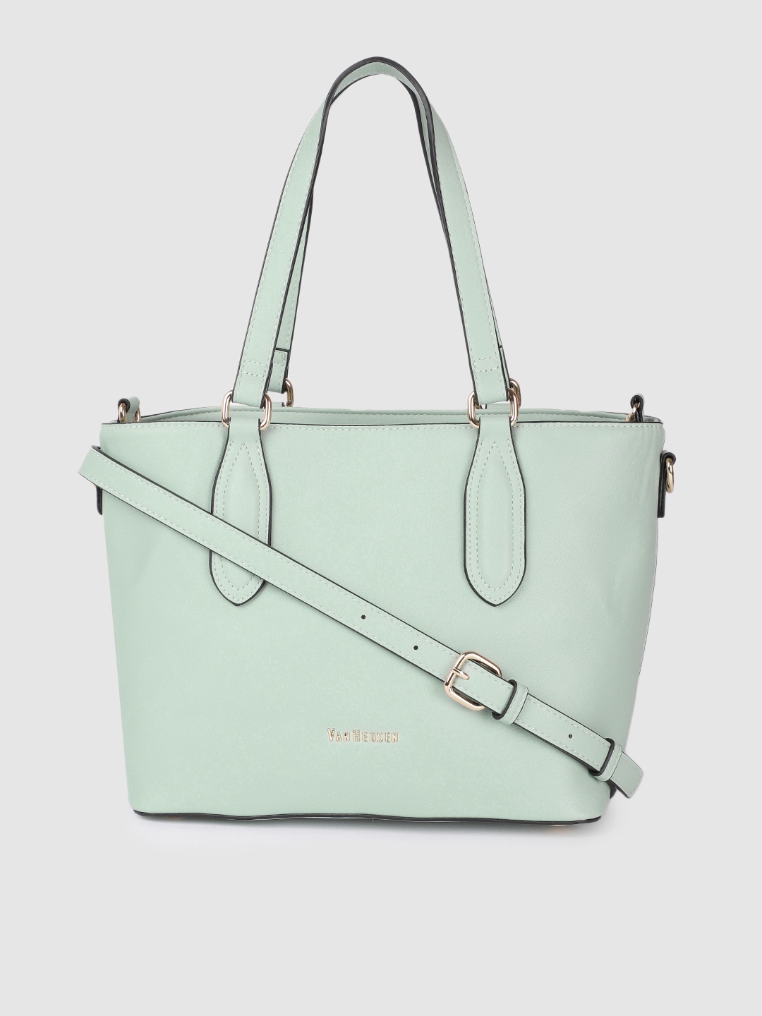 

Van Heusen Women Mint Green Solid Structured Handheld Bag