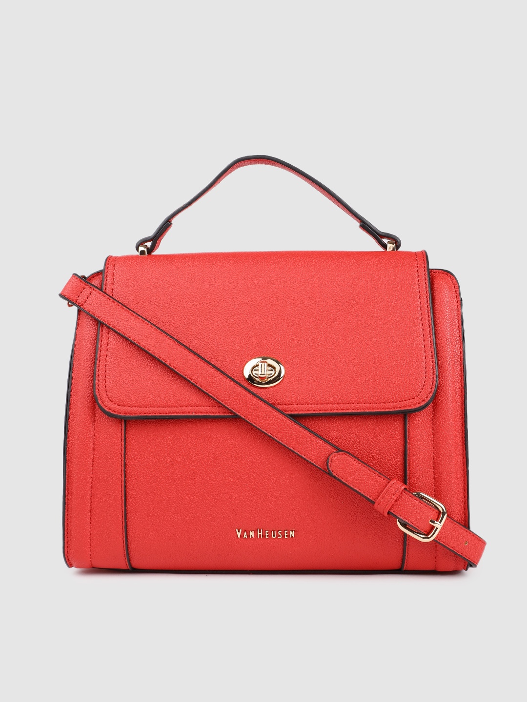 

Van Heusen Women Red Solid Structured Satchel