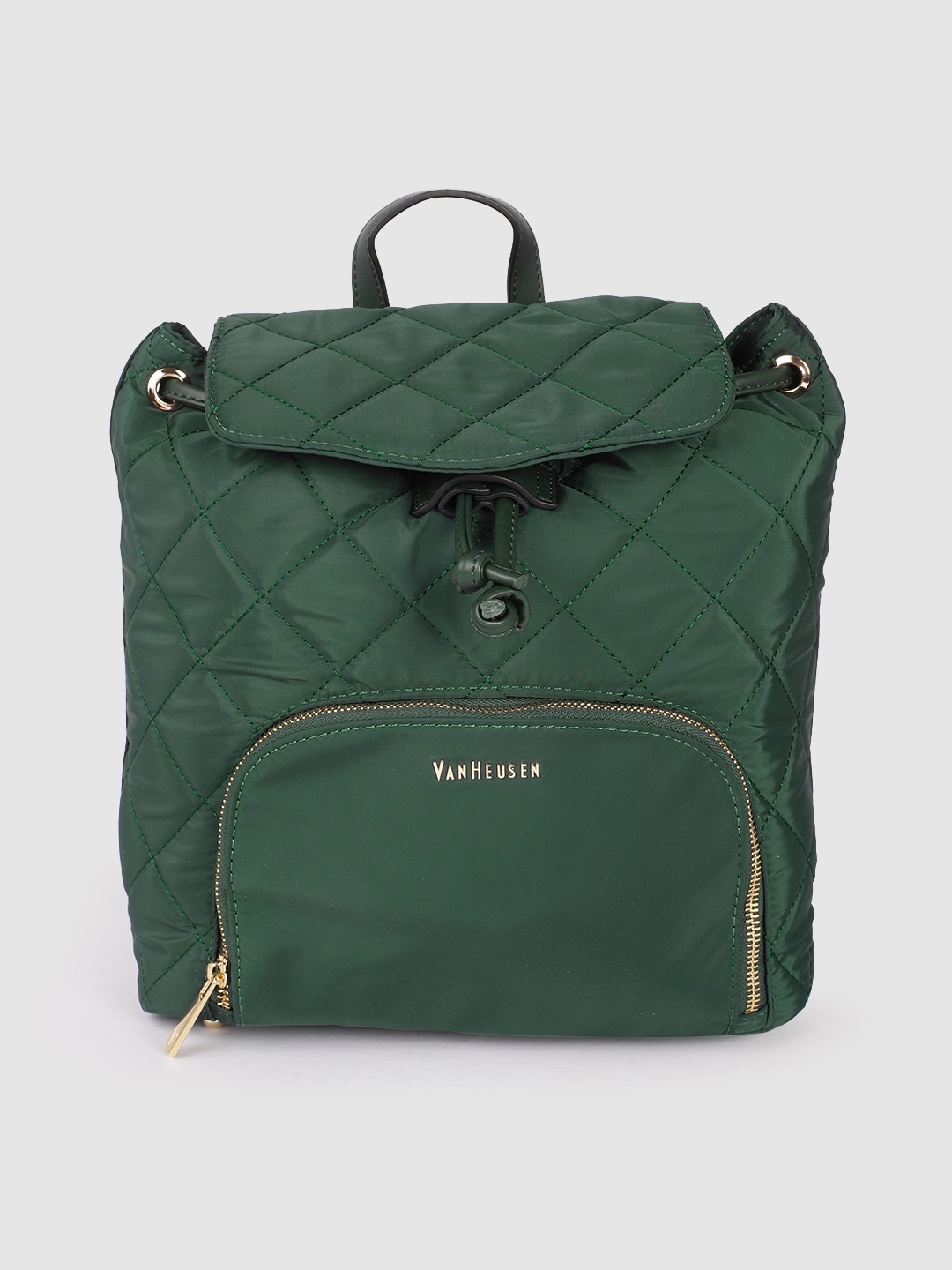 

Van Heusen Women Green Solid Backpack With Quilted Detail