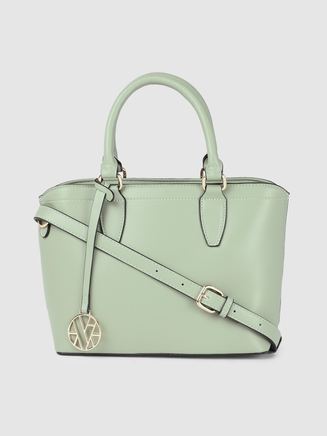 

Van Heusen Women Mint Green Solid Structured Handheld Bag