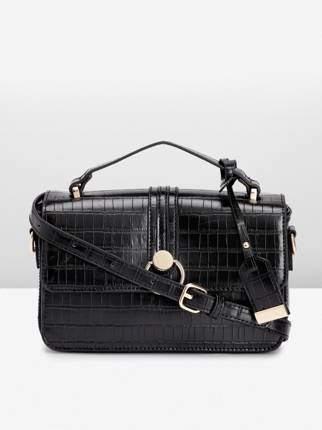 

Van Heusen Textured PU Structured Handheld Bag With Tasselled Detail, Black