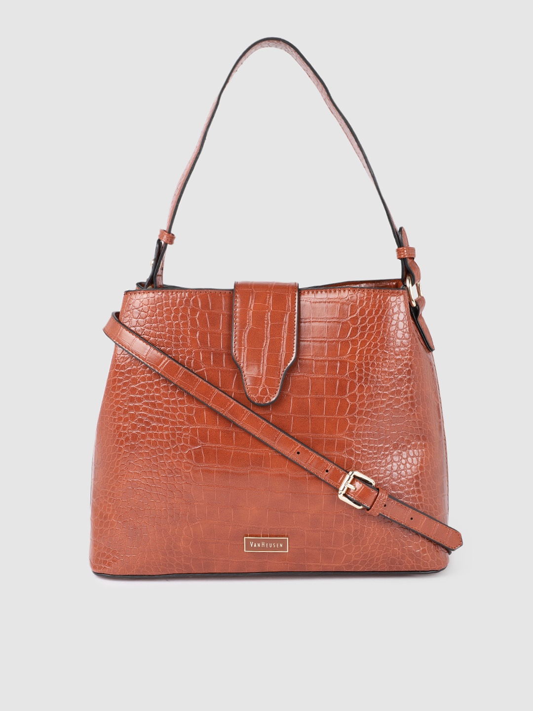 

Van Heusen Women Brown Textured Structured Handheld Bag