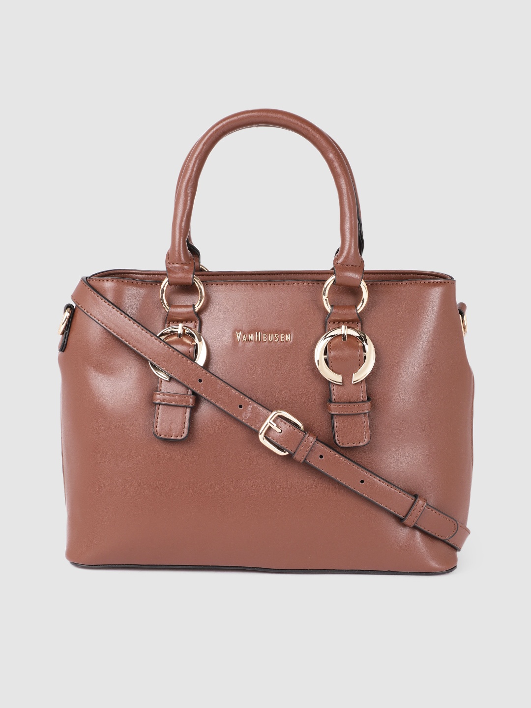 

Van Heusen Women Brown Solid Structured Handheld Bag