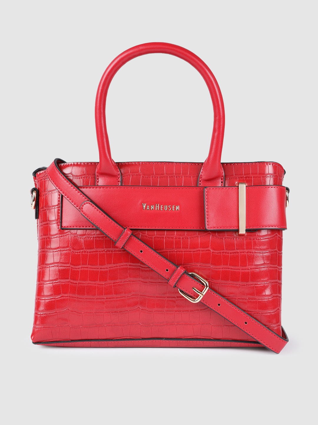 

Van Heusen Maroon Textured Handheld Bag