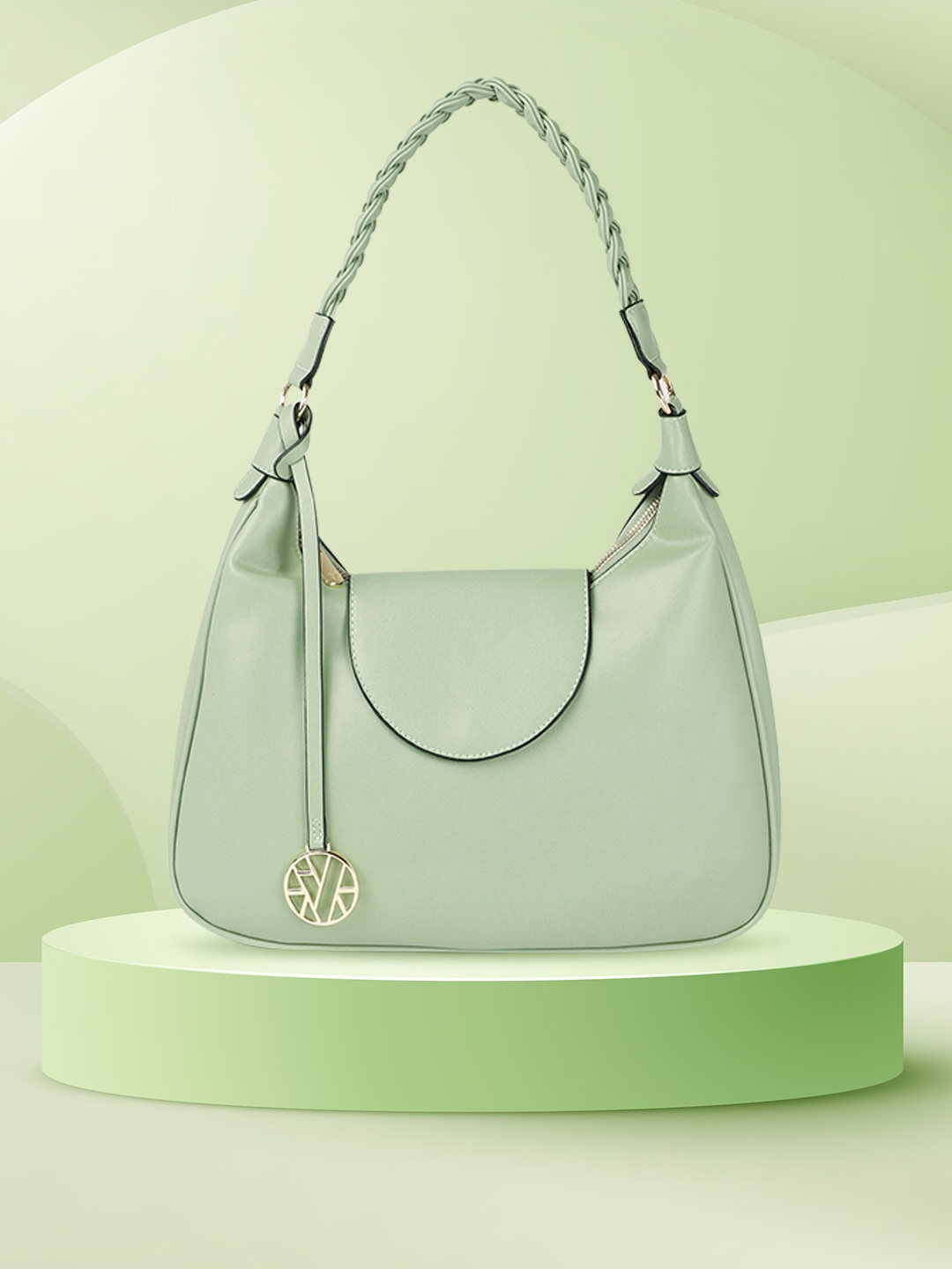 

Van Heusen Women Mint Green Solid Structured Shoulder Bag