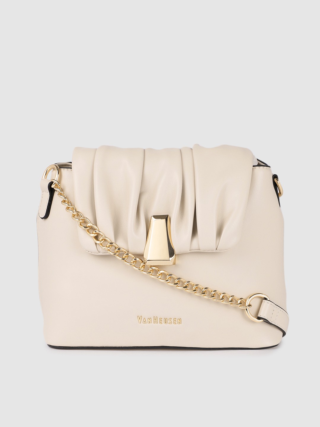 

Van Heusen Off-White Solid Structured Sling Bag