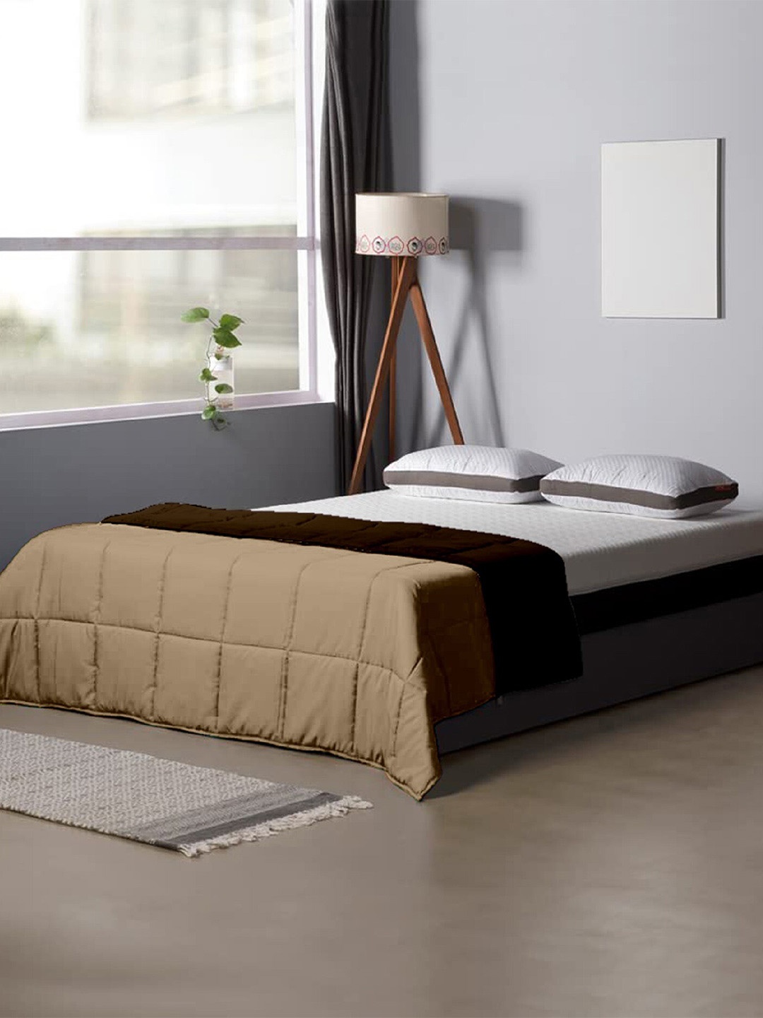

Divine Casa Coffee Brown & Khaki Heavy Winter 150 GSM Weighted Single Bed Blanket