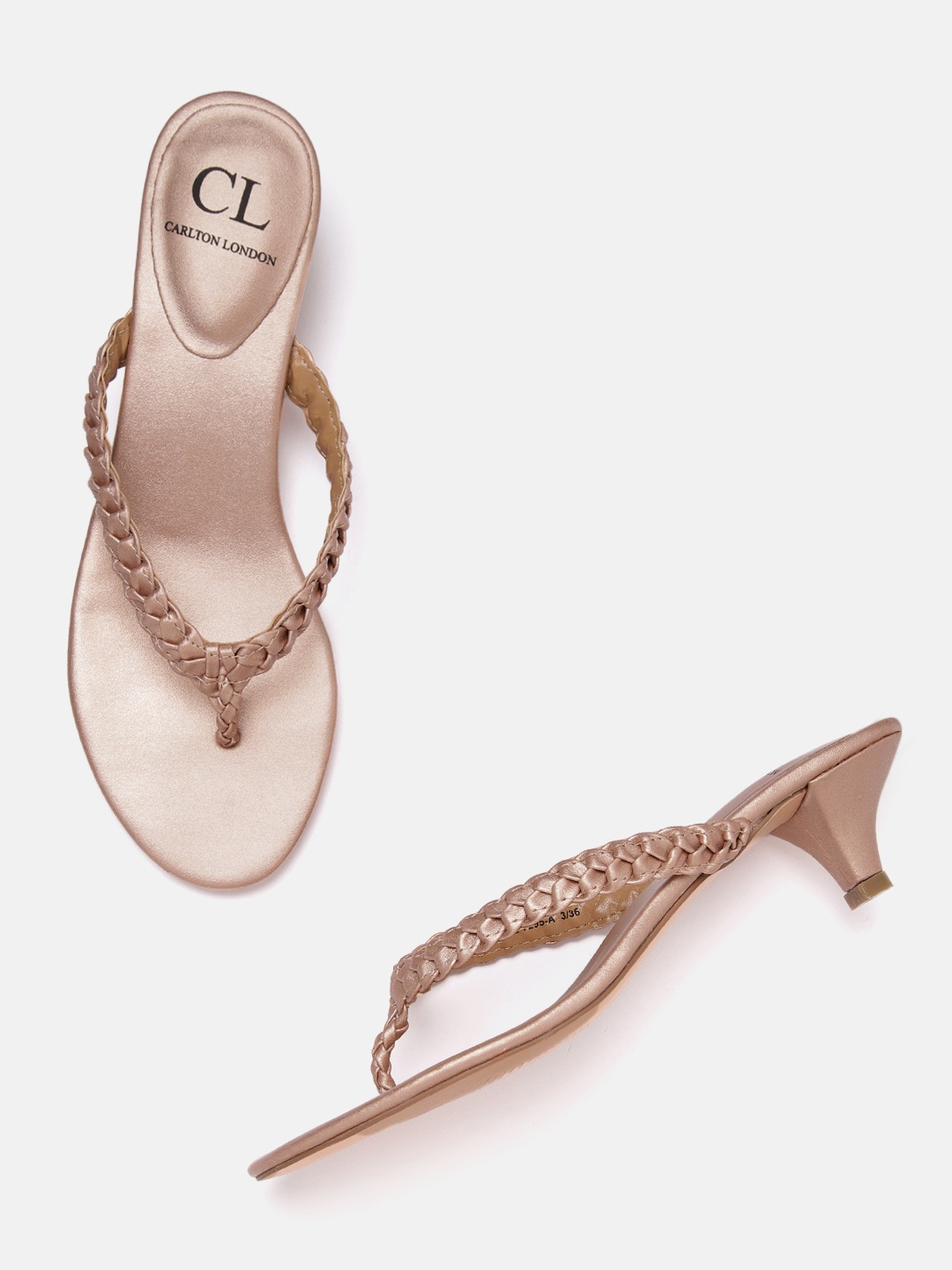 

Carlton London Women Rose Gold Braided Kitten Heels