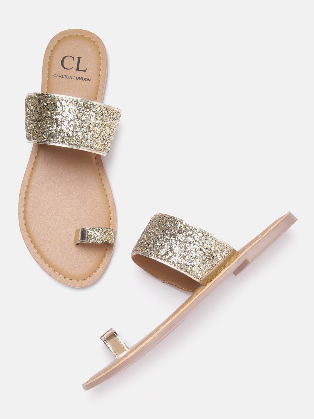 

Carlton London Women Gold-Toned Embellished One Toe Flats