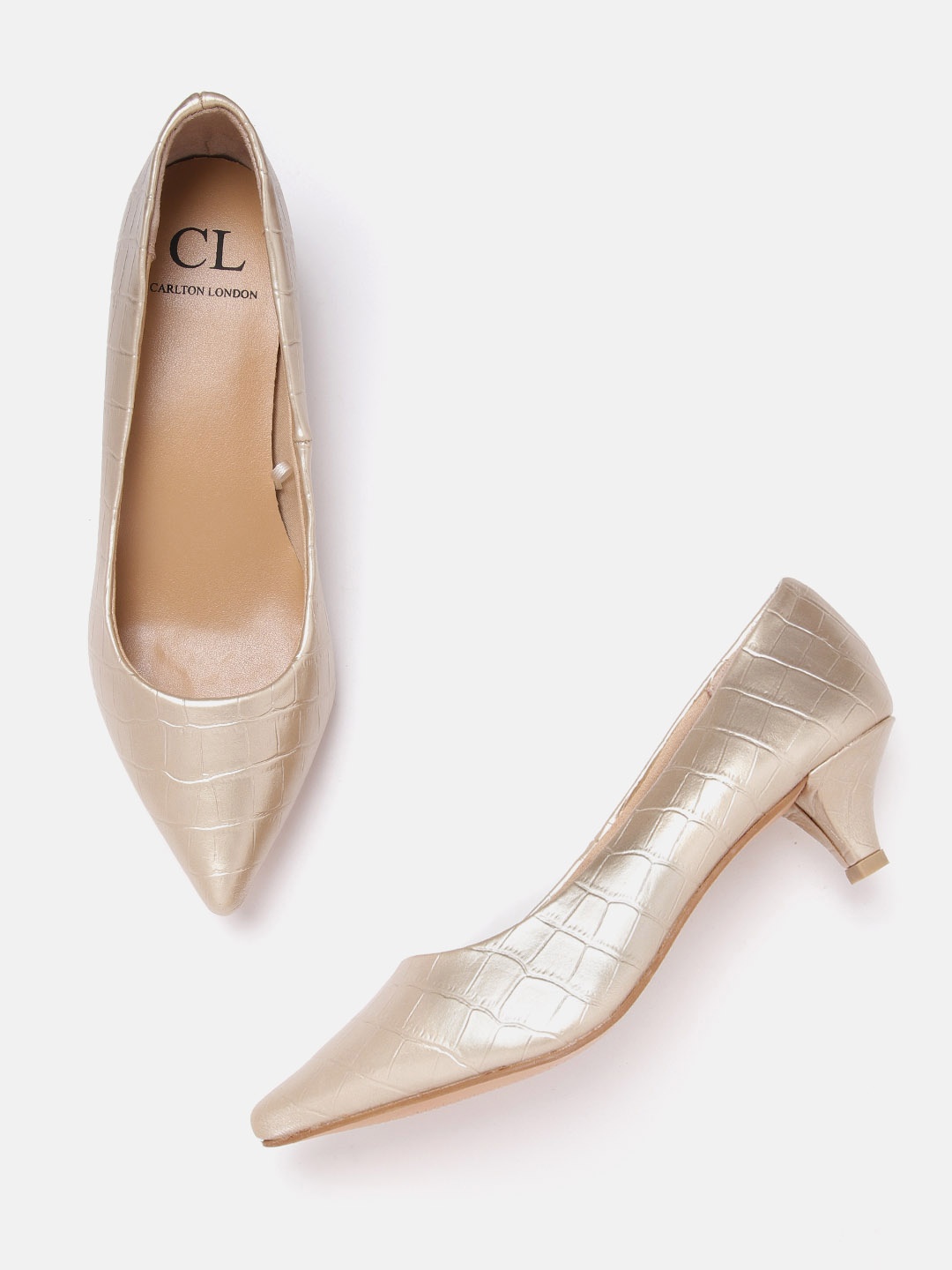 

Carlton London Gold-Toned Textured Kitten Pumps