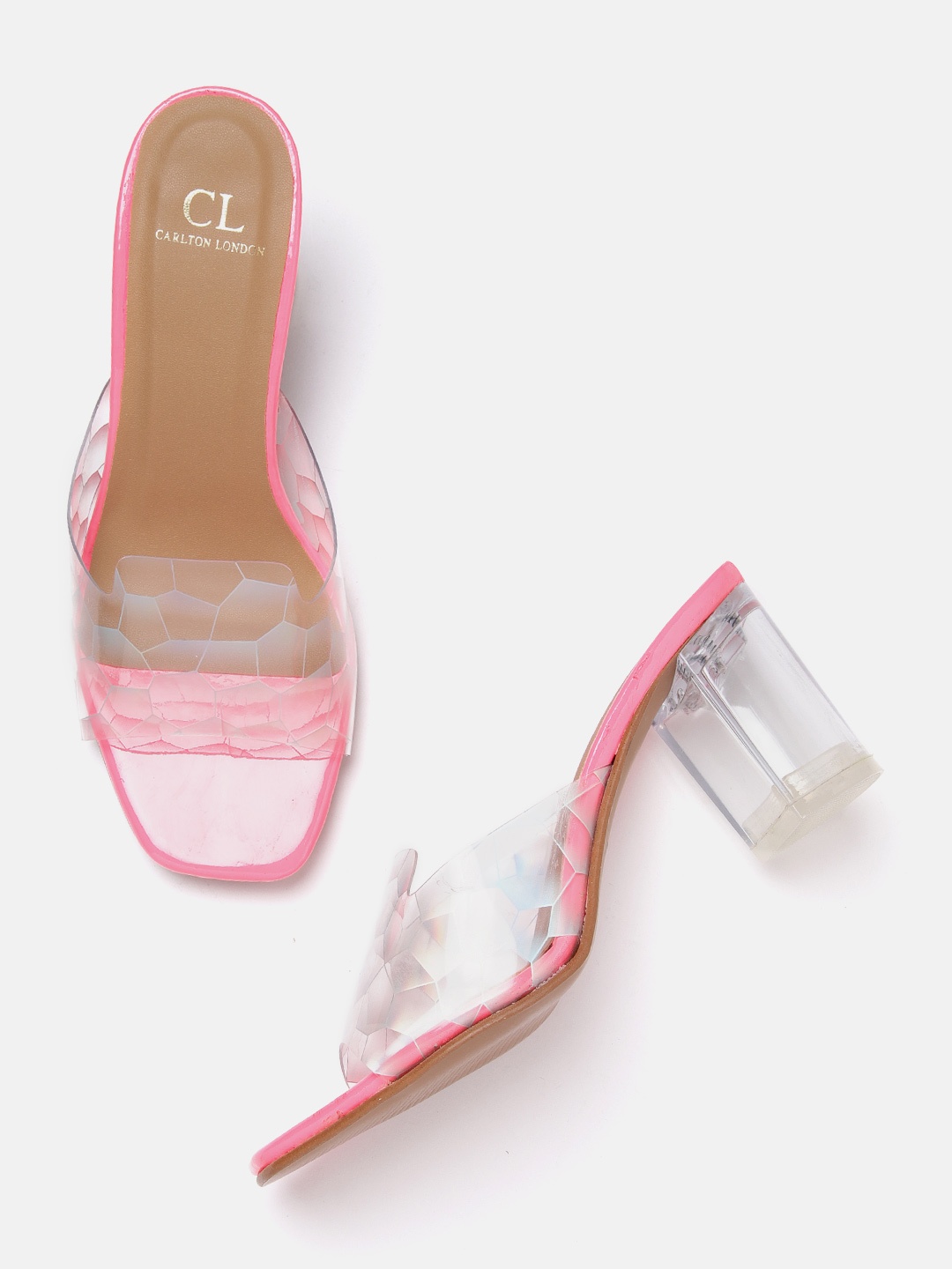 

Carlton London Transparent Printed Block Sandals