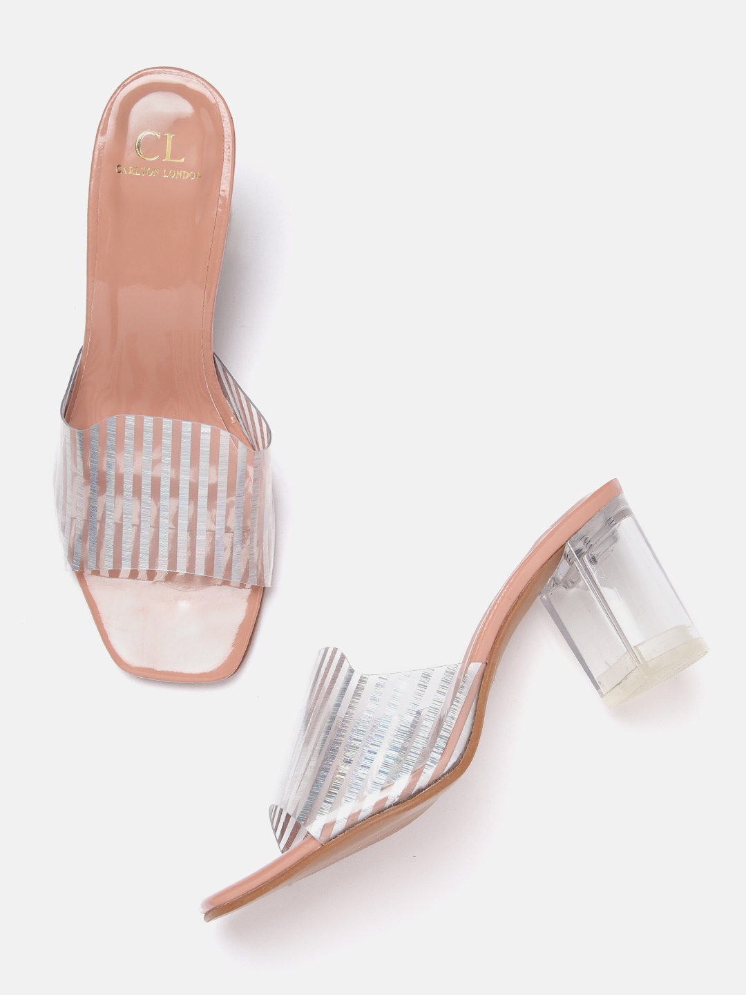 

Carlton London Transparent Striped Block Sandals