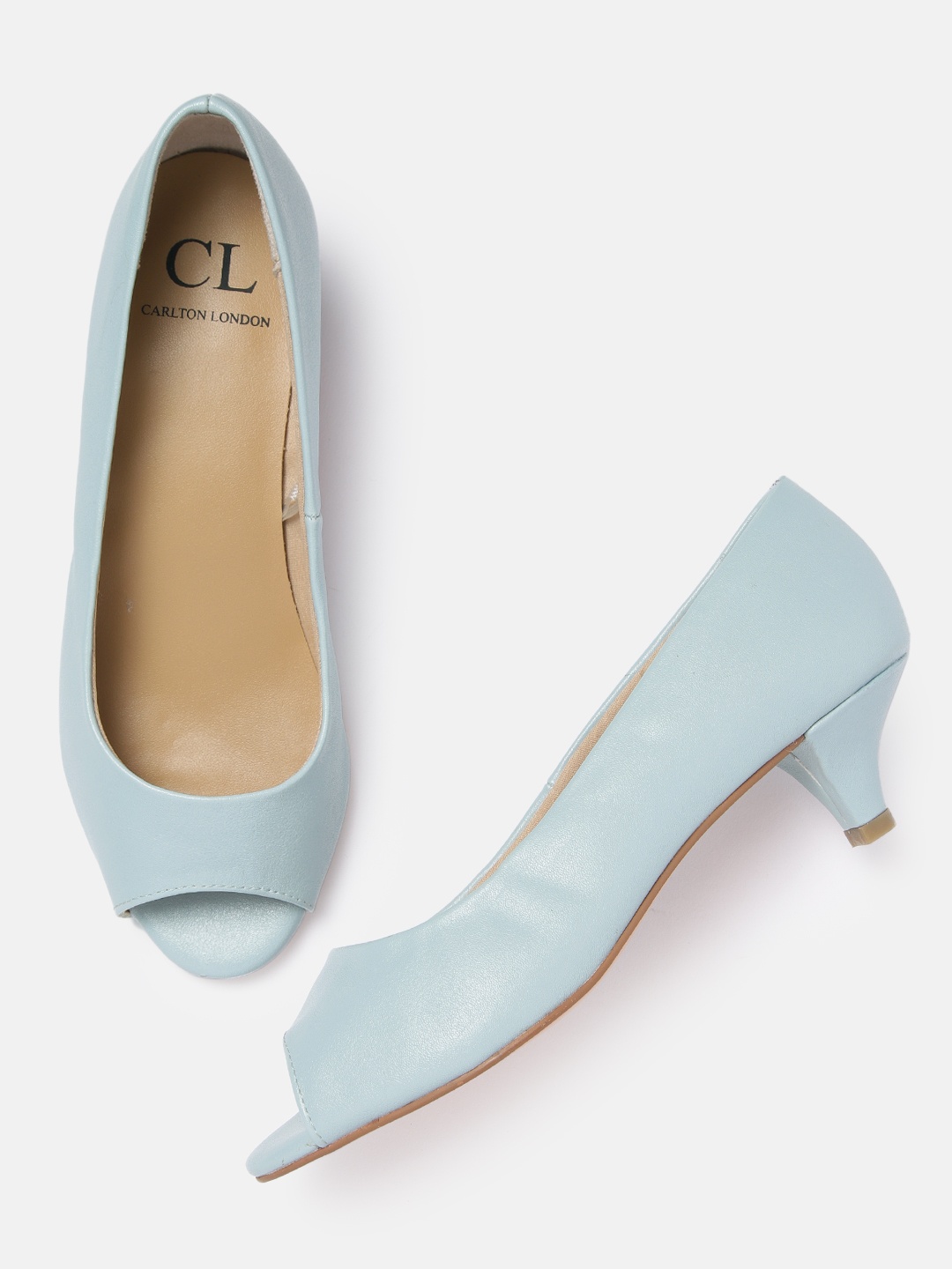 

Carlton London Blue Solid Kitten Peep Toes Heels