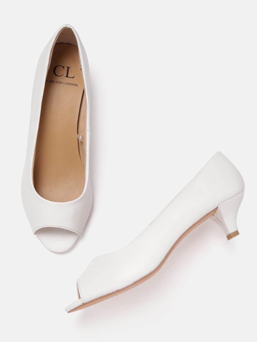 

Carlton London Women Kitten Heel Peep Toes, White