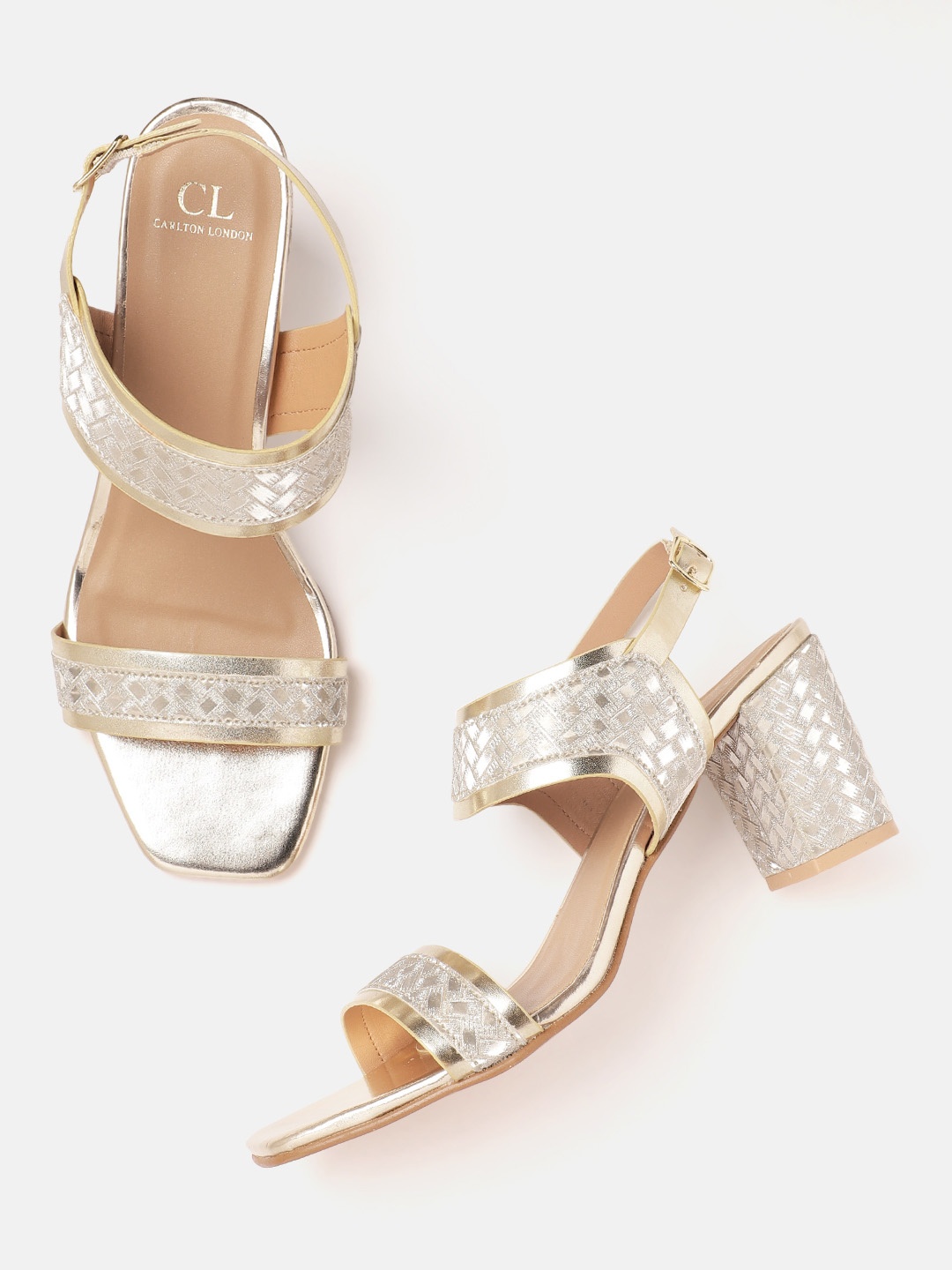 

Carlton London Women Textured Party Block Heels, Gold