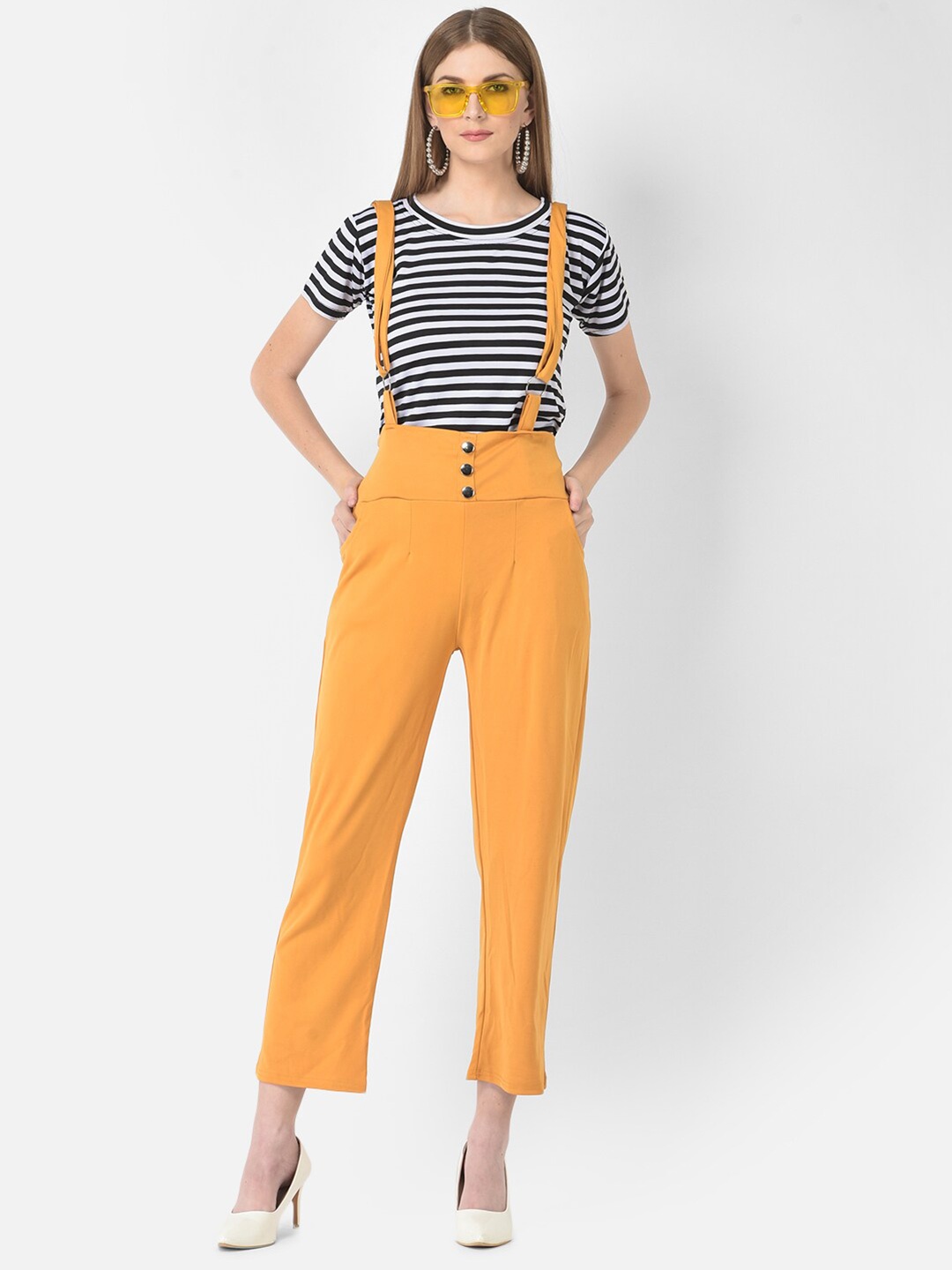 

FNOCKS Yellow Basic Solid Jumpsuit