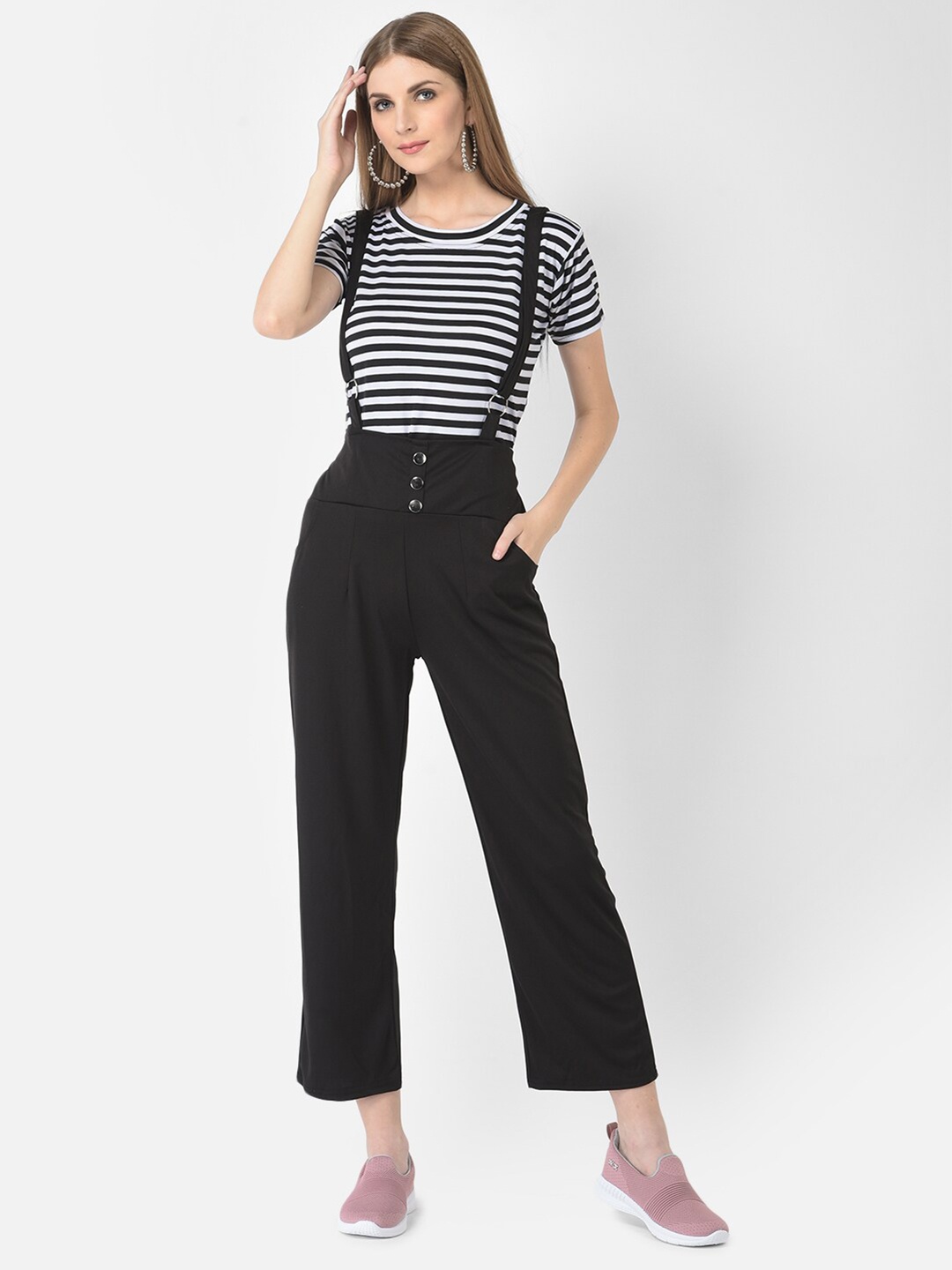 

FNOCKS Black Striped Basic Jumpsuit