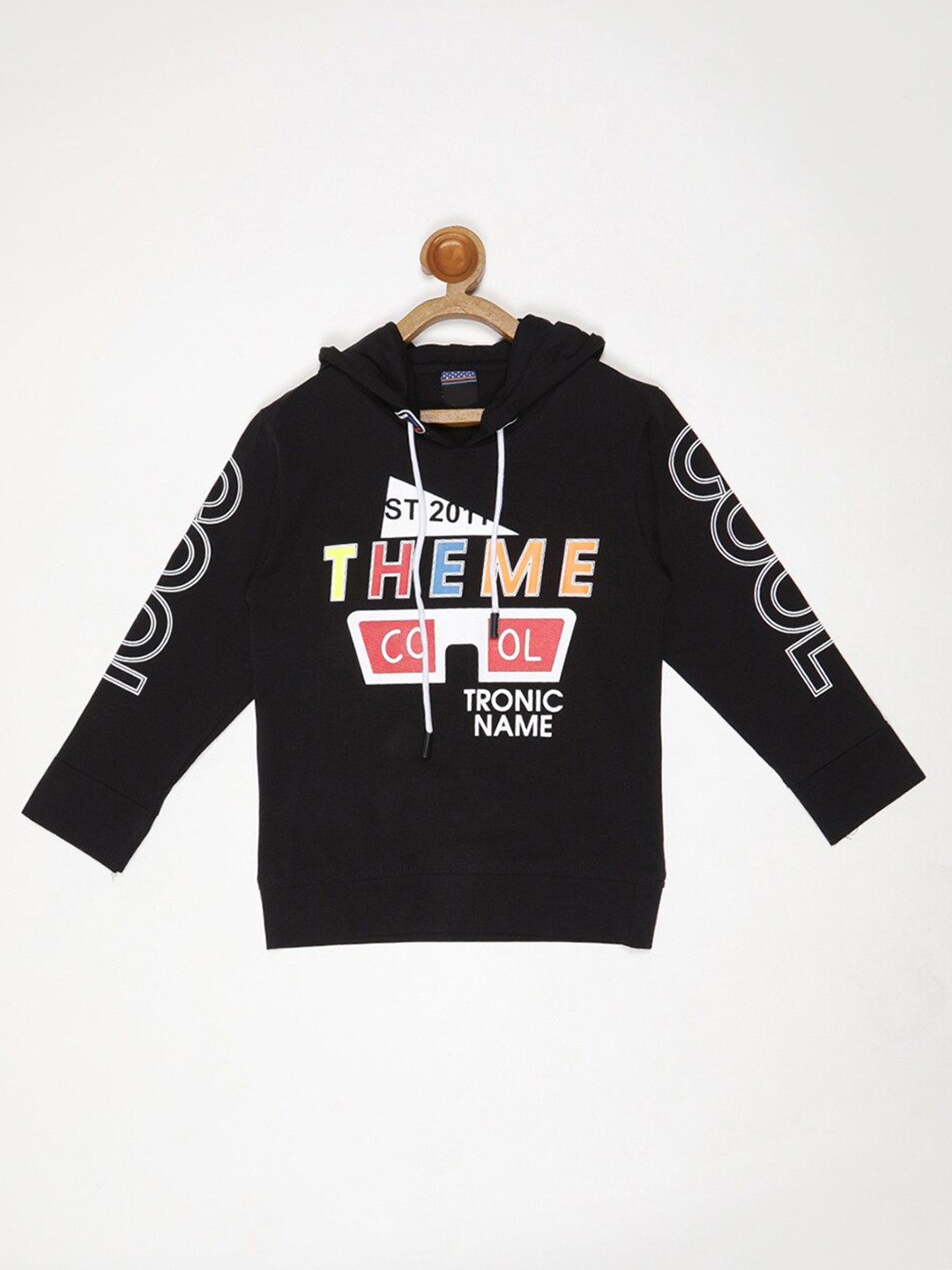 

V2 Value & Variety Boys Black Typography Printed Monochrome T-shirt