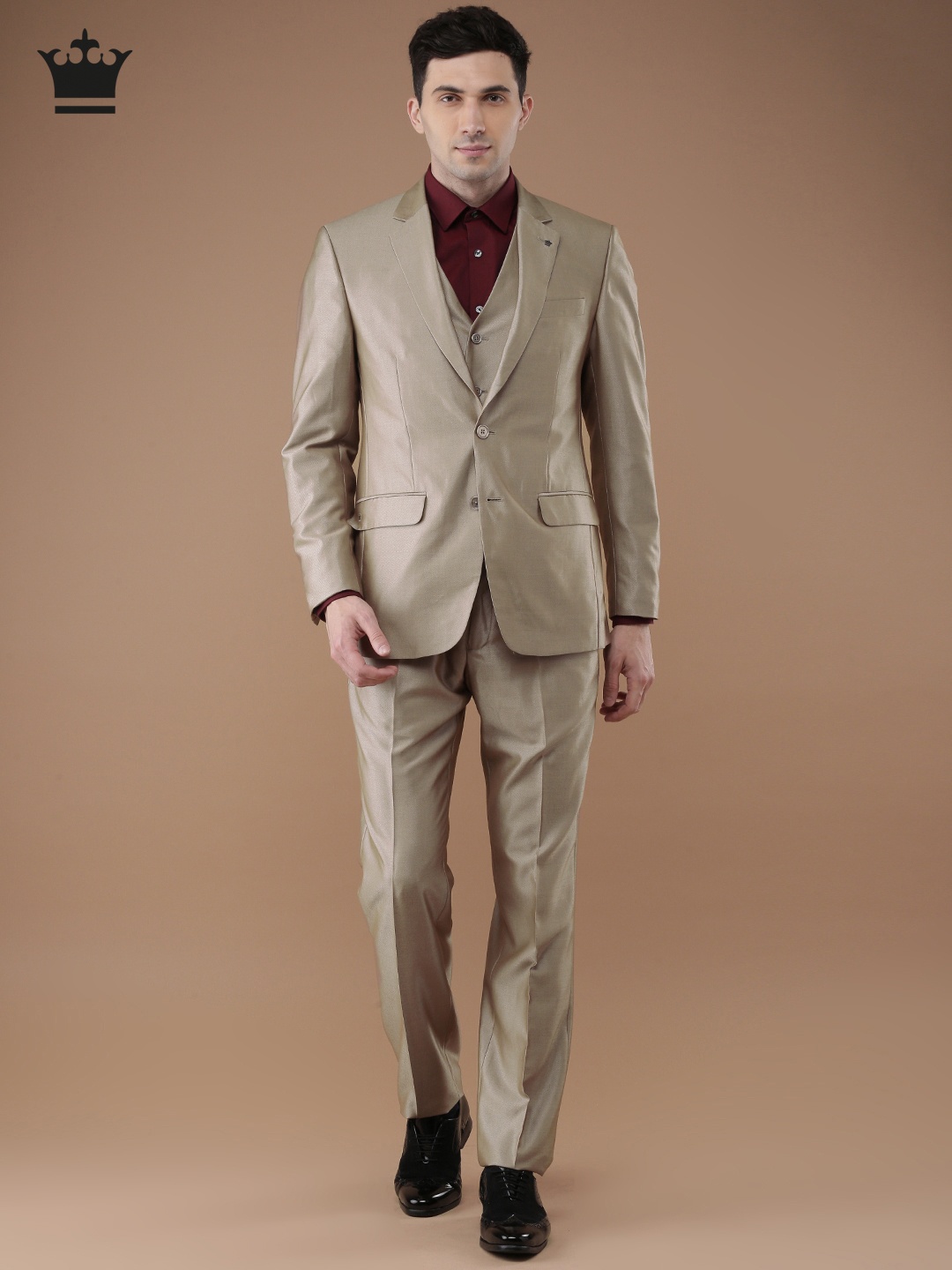 

Louis Philippe Beige Solid Single-Breasted Ultra Fit Formal Suit