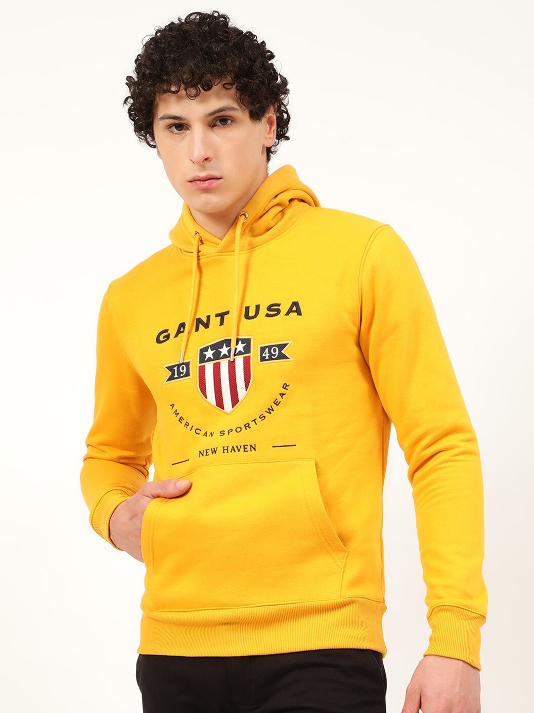 

GANT Men Yellow Printed Hooded Sweatshirt