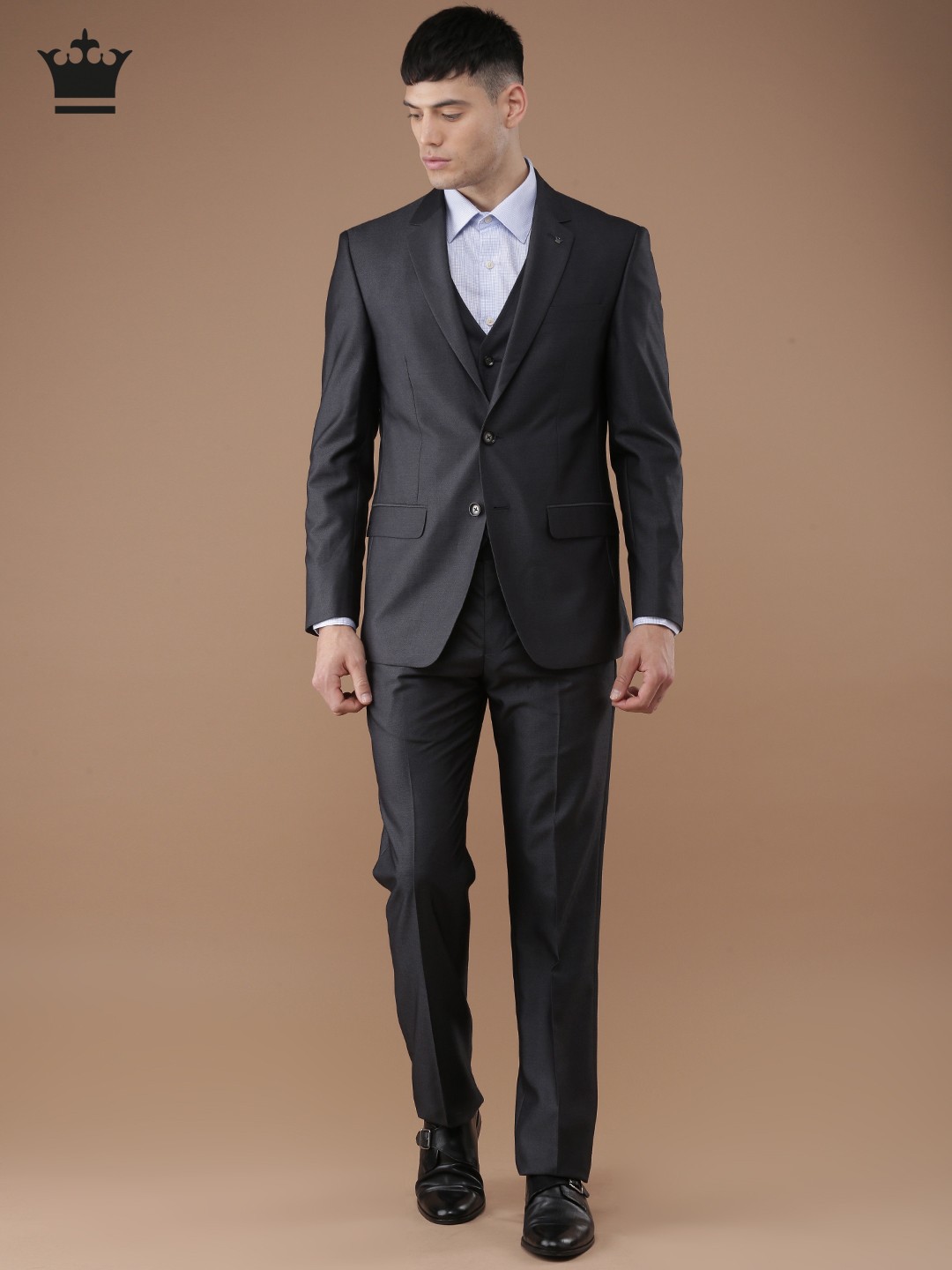 

Louis Philippe Navy Solid Single-Breasted Ultra Fit Formal Suit, Navy blue