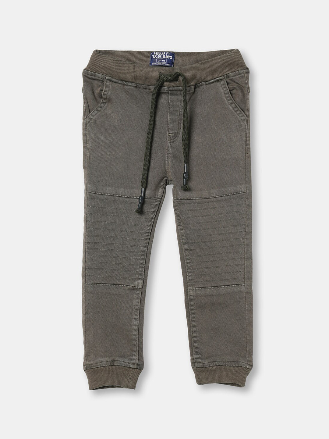 

R&B Boys Olive Green Low Distress Regular Fit Jeans