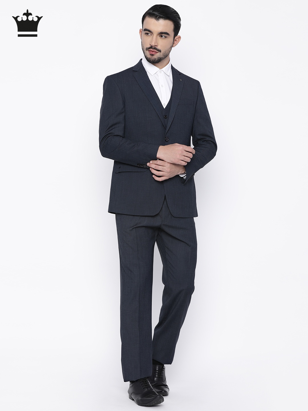 

Louis Philippe Men Navy Regular Ultra Fit Single-Breasted Formal Suit, Navy blue