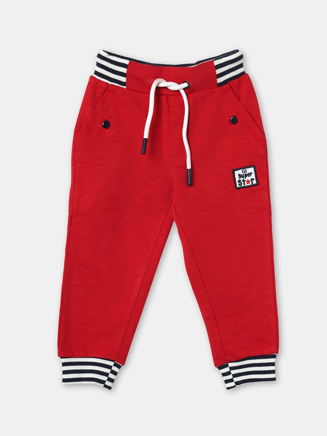 

R&B Infant Boys Red Solid Cotton Joggers