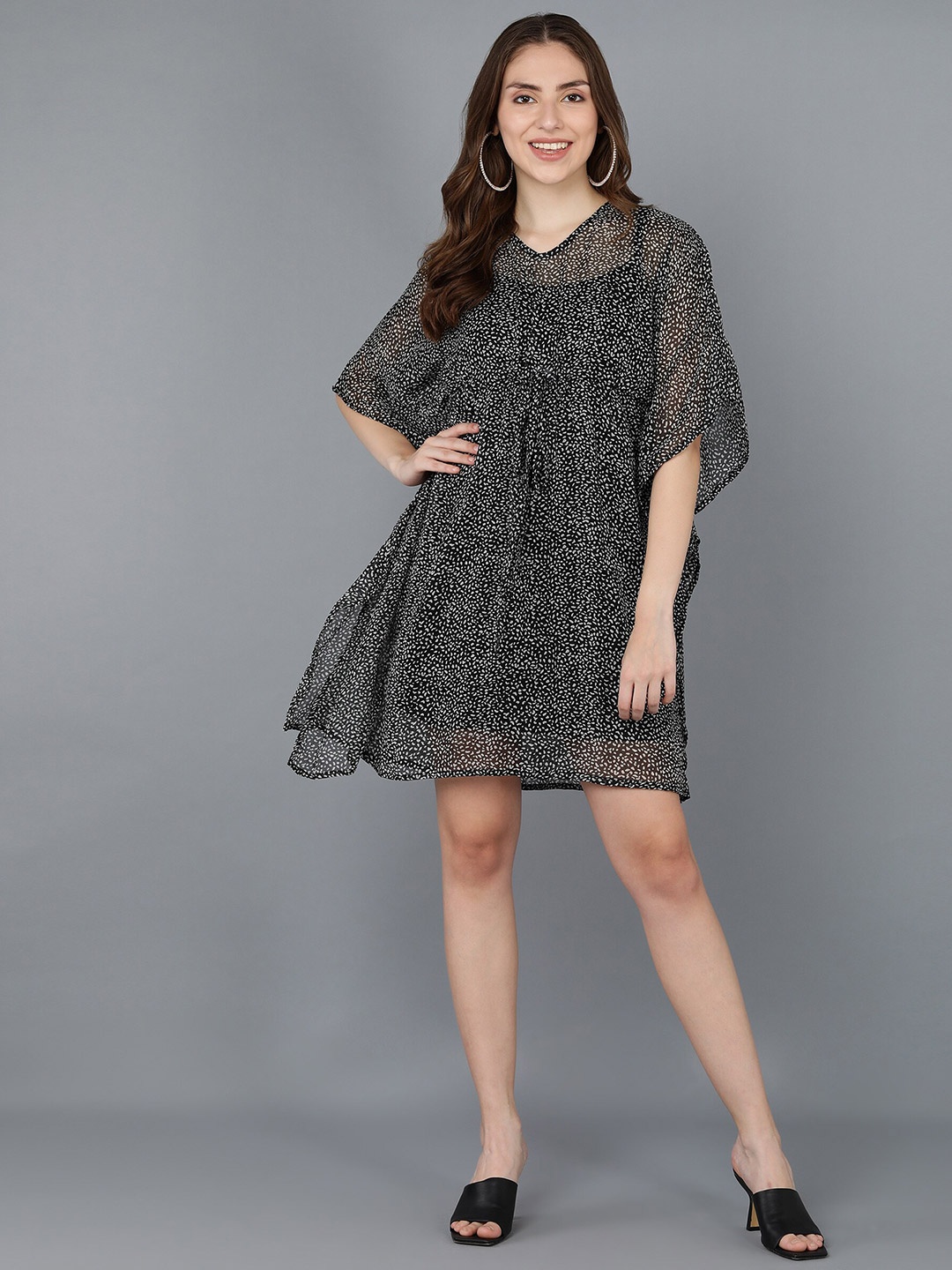 

Fashfun Black Animal Printed Kaftan Dress