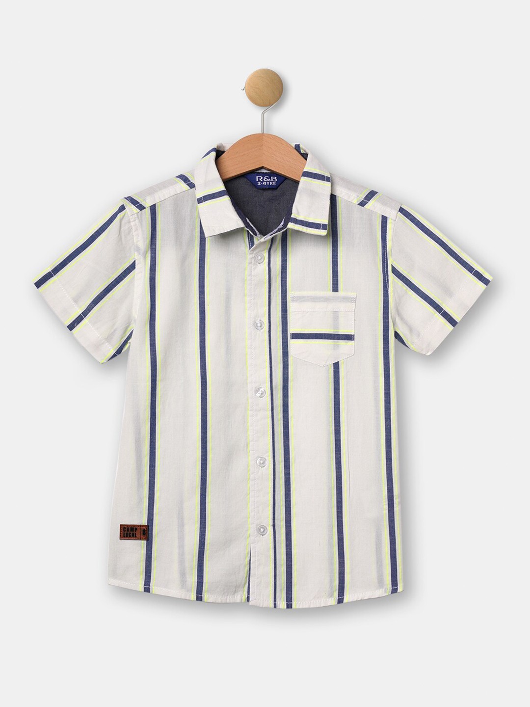 

R&B Boys Off White & Blue Striped Casual Shirt