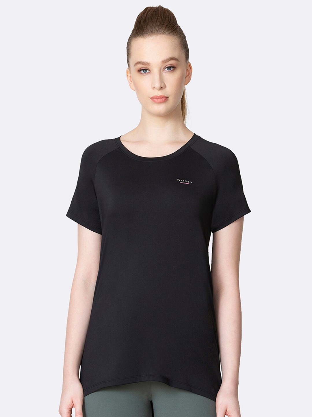 

Van Heusen Women Antibacterial Round Neck T-Shirt, Black