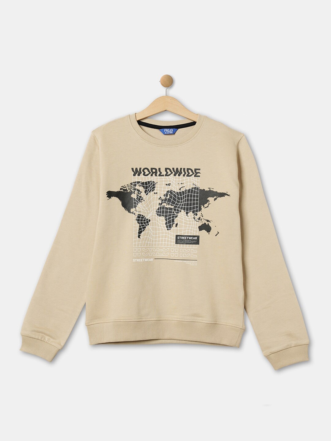 

R&B Boys Beige Graphic Printed Sweatshirt