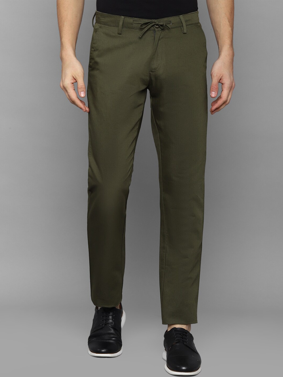 

Allen Solly Men Olive Green Slim Fit Trousers