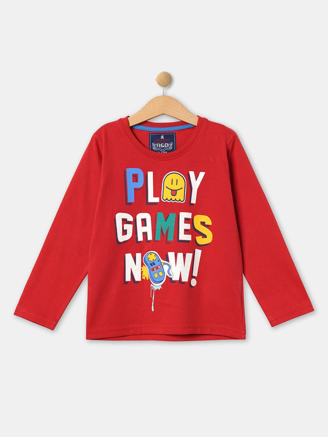 

R&B Boys Red Typography Printed Slim Fit T-shirt