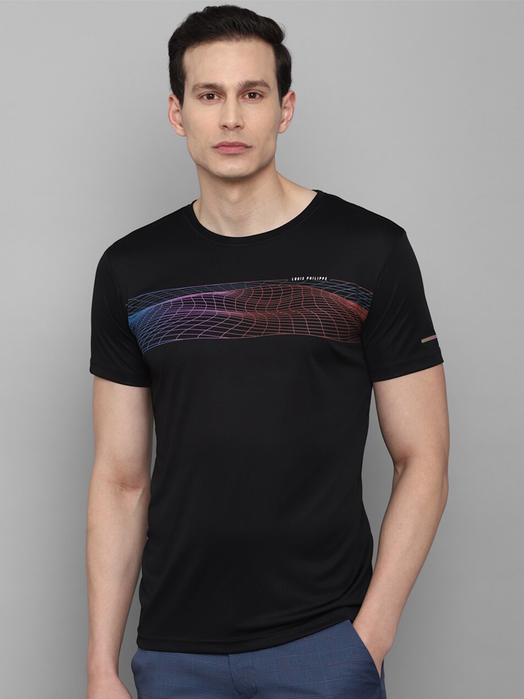 

Louis Philippe Ath.Work Men Black Typography Printed Slim Fit T-shirt