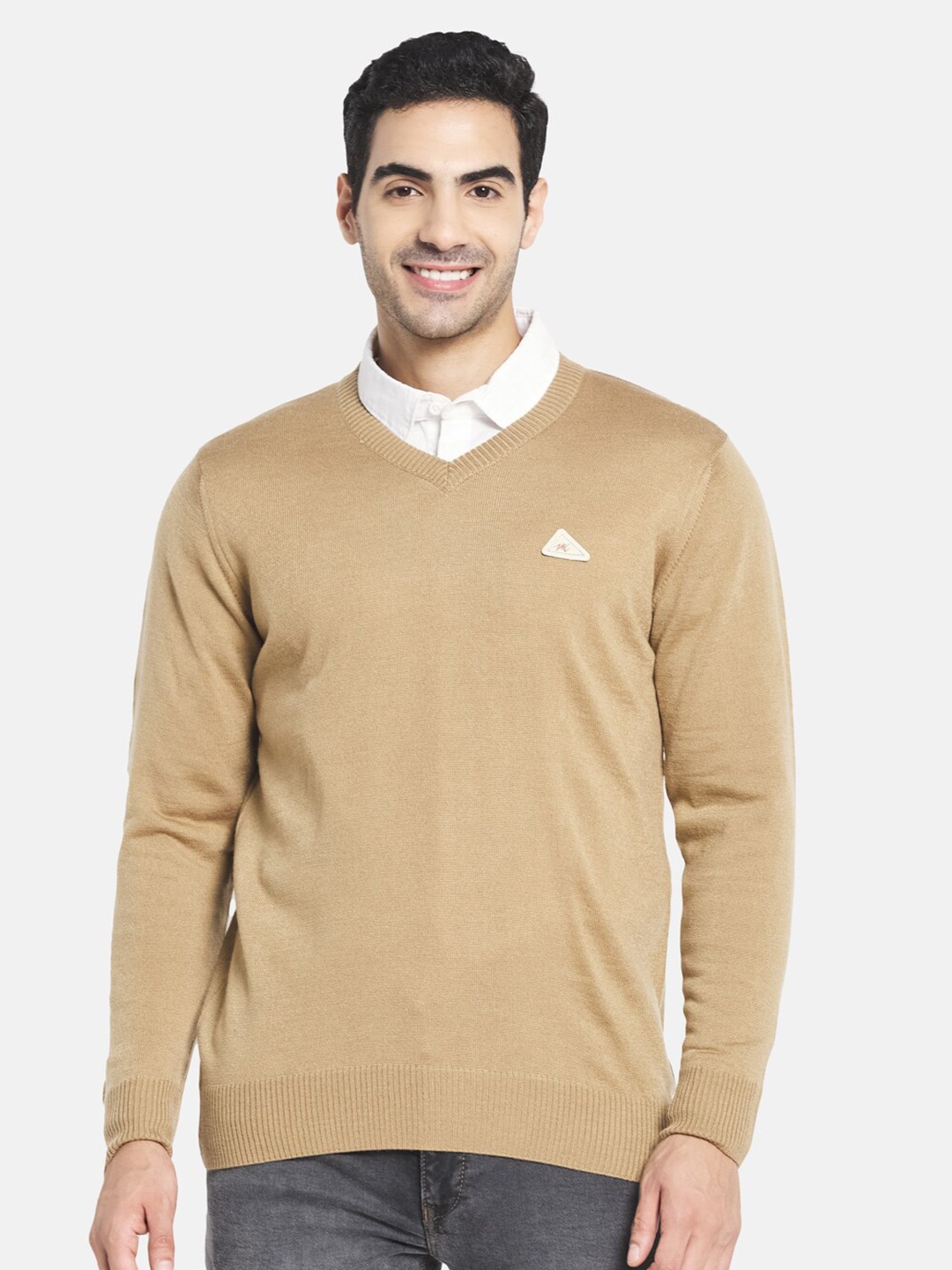 

Monte Carlo Men Tan Brown Solid Long Sleeves Pullover Sweater